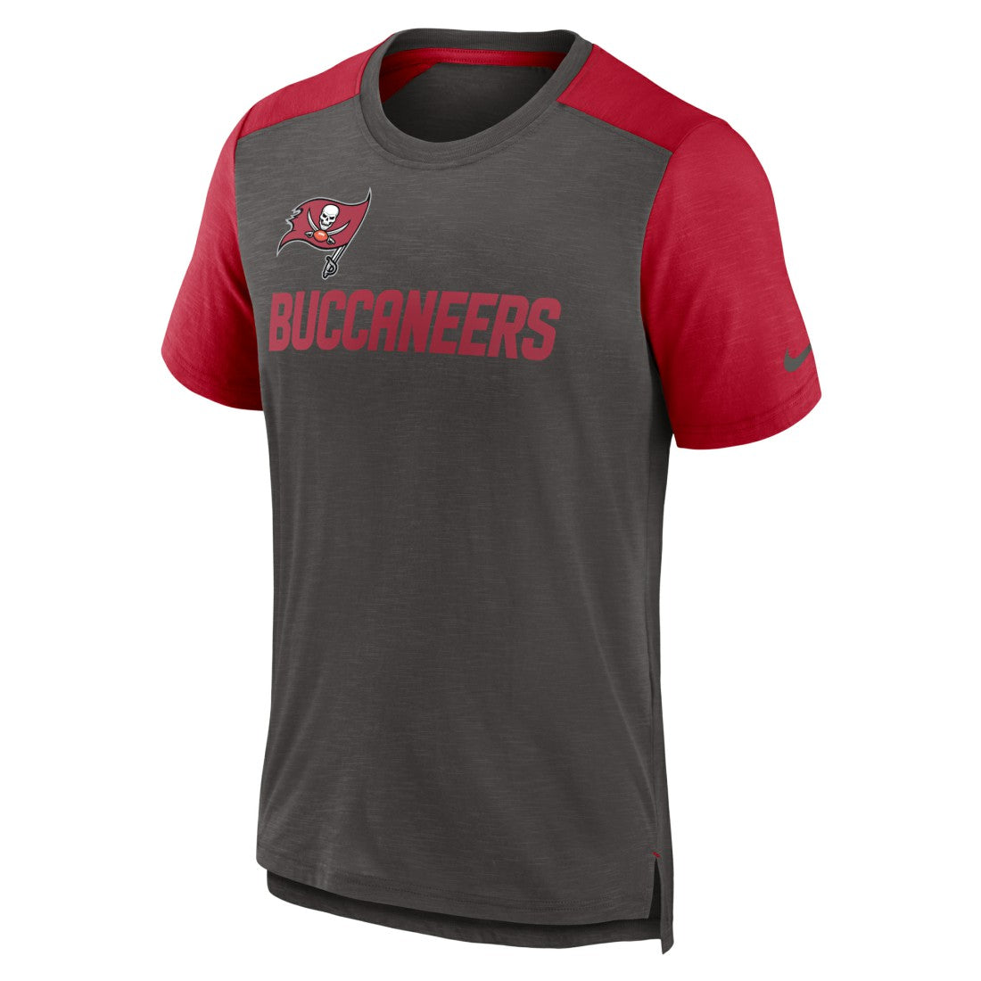 Tampa Bay Buccaneers Color Block Team Name T-Shirt - Heathered Pewter/Heathered Red discount