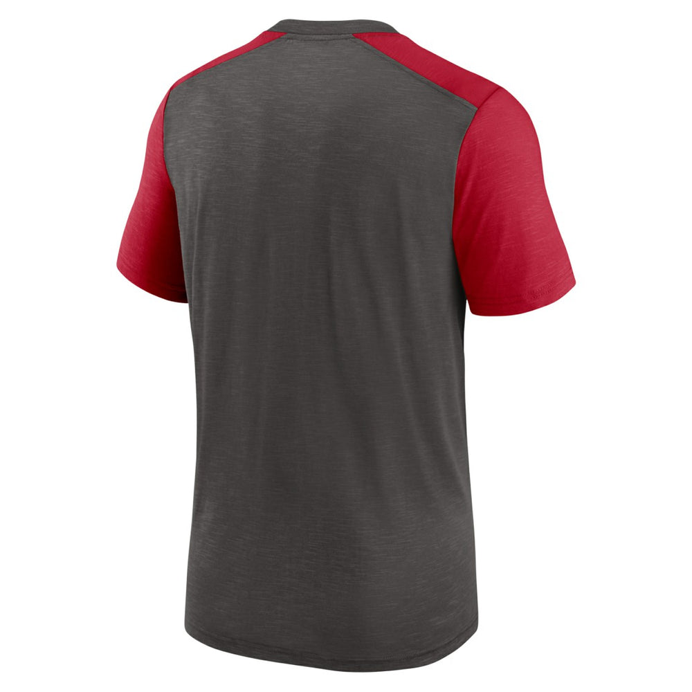 Tampa Bay Buccaneers Color Block Team Name T-Shirt - Heathered Pewter/Heathered Red discount