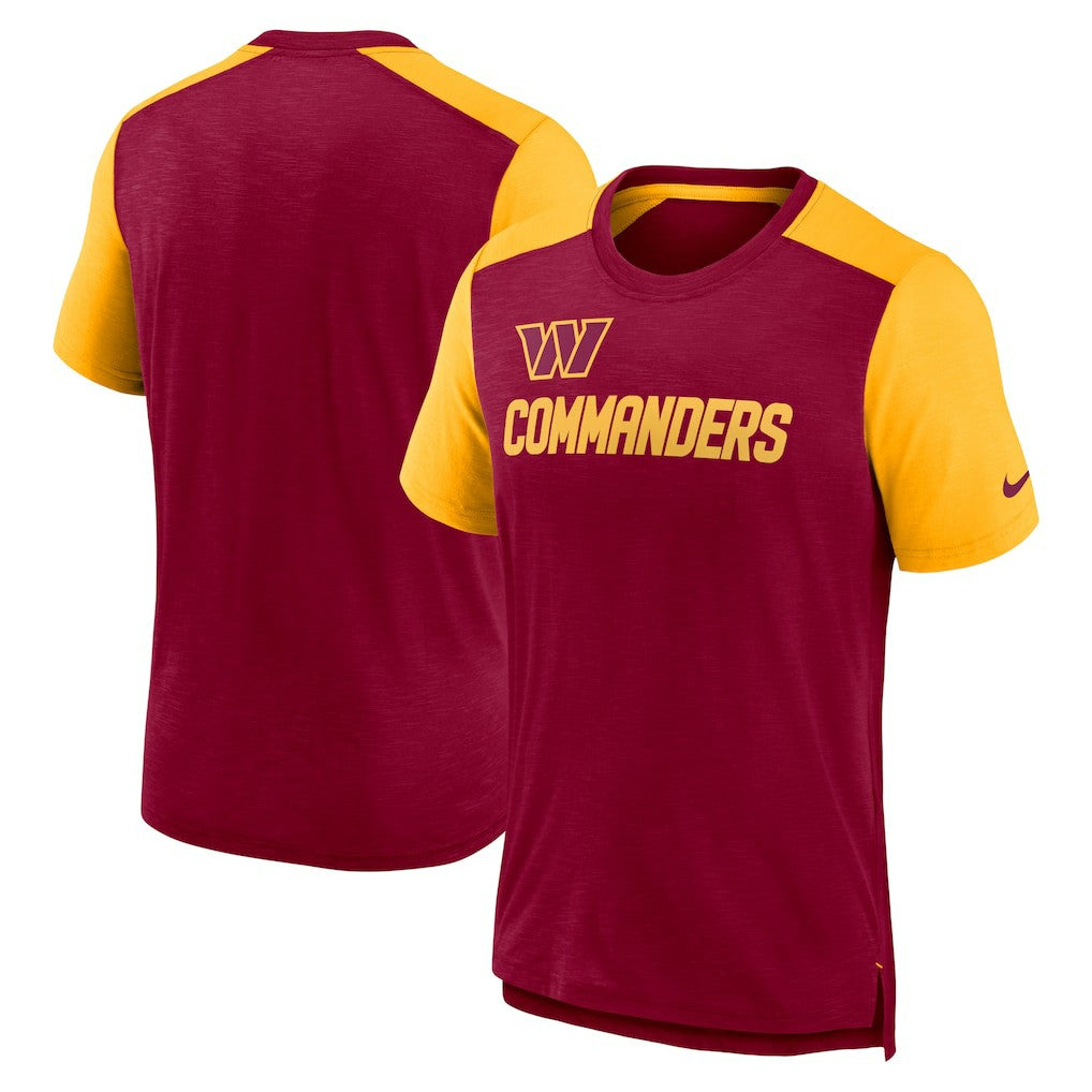 Washington Commanders Color Block Team Name T-Shirt - Heathered Burgundy/Heathered Gold for sale