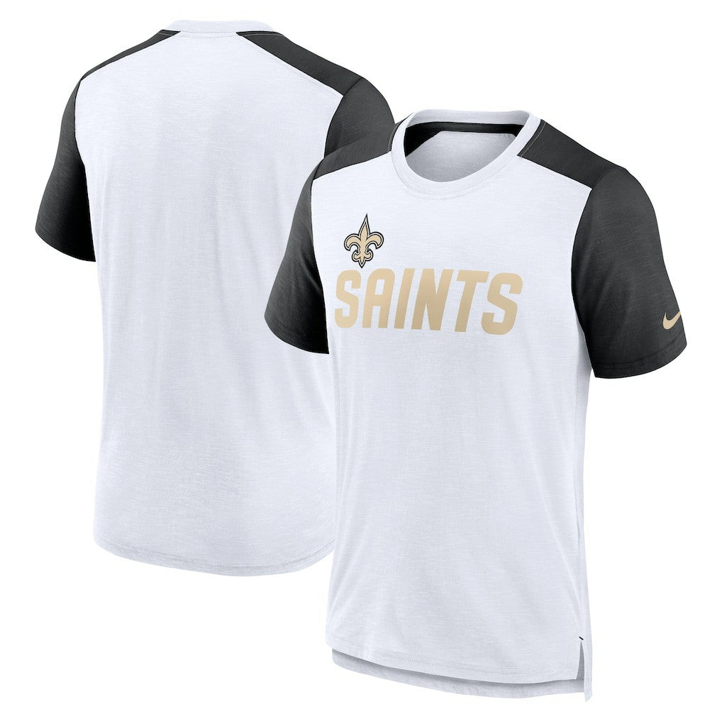 New Orleans Saints Color Block Team Name T-Shirt - White/Heathered Black discount