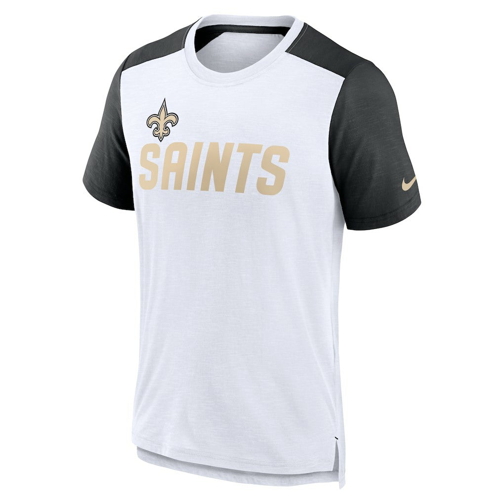 New Orleans Saints Color Block Team Name T-Shirt - White/Heathered Black discount