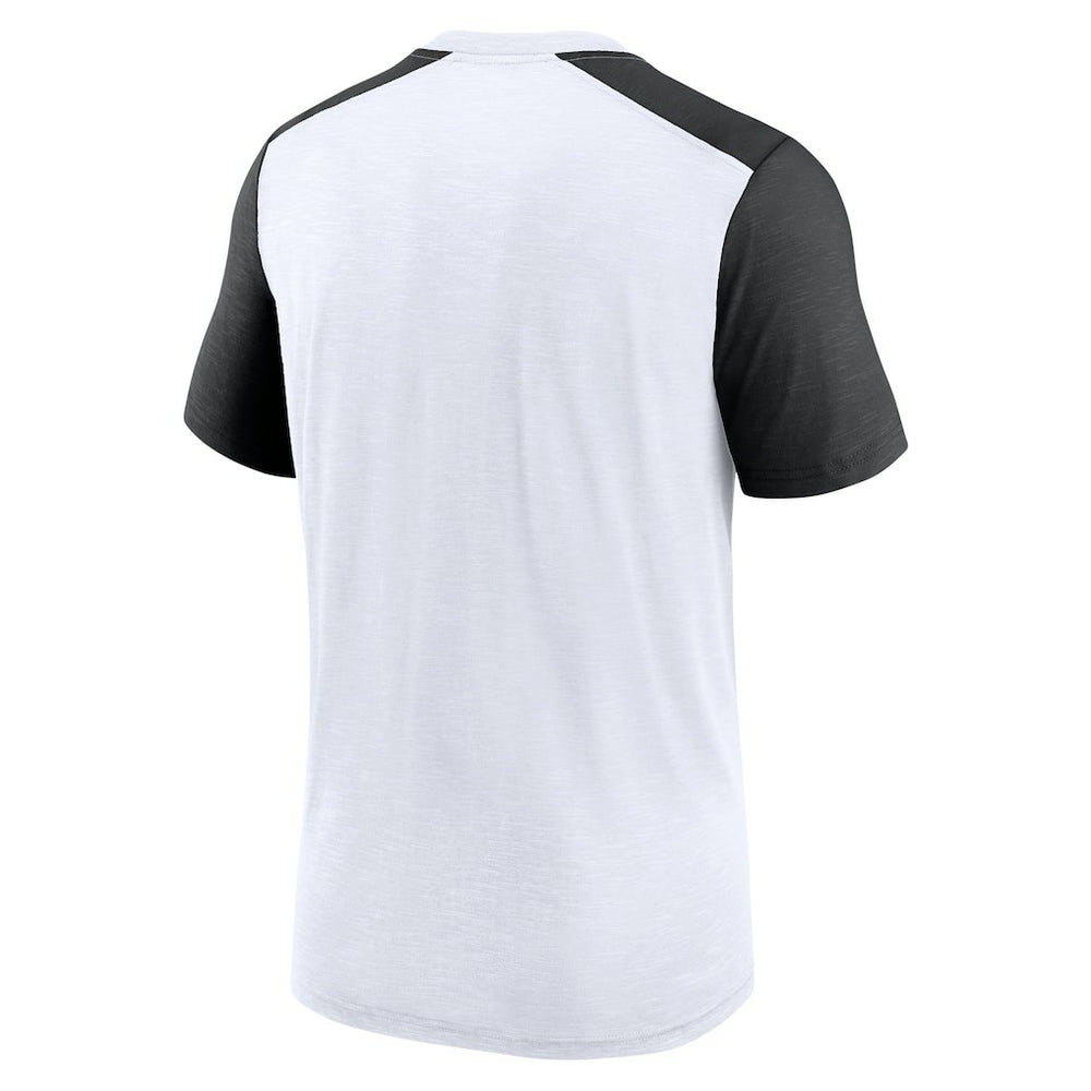 New Orleans Saints Color Block Team Name T-Shirt - White/Heathered Black discount