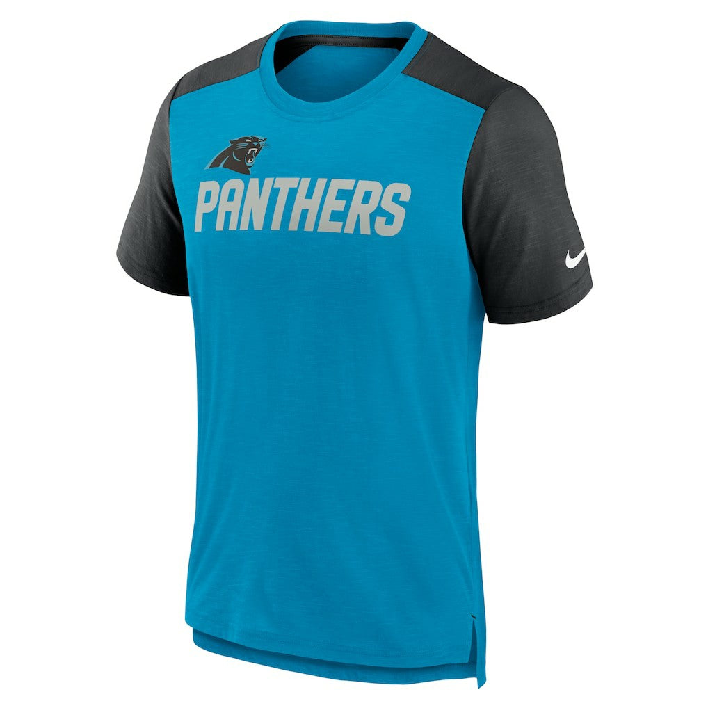 Carolina Panthers Color Block Team Name T-Shirt - Heathered Blue/Heathered Black outlet