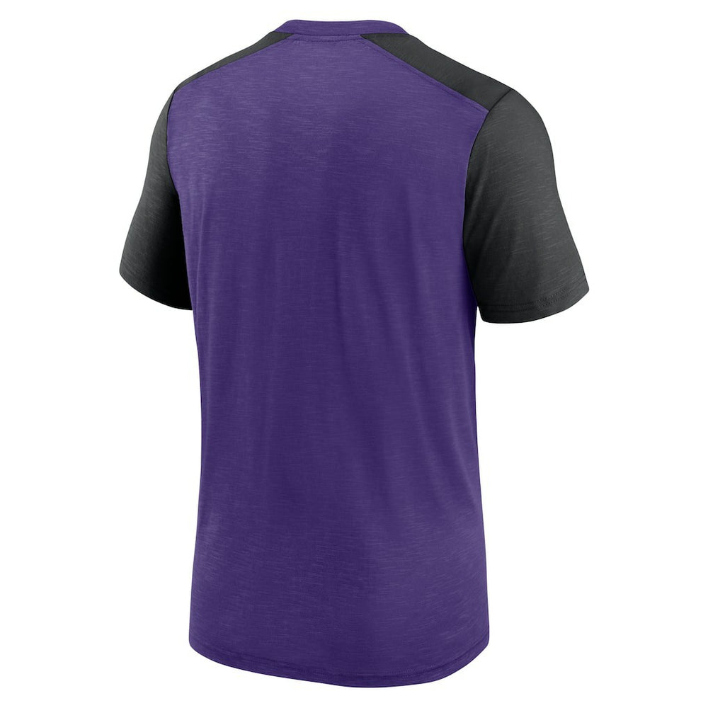 Minnesota Vikings Color Block Team Name T-Shirt - Heathered Purple/Heathered Black cheap