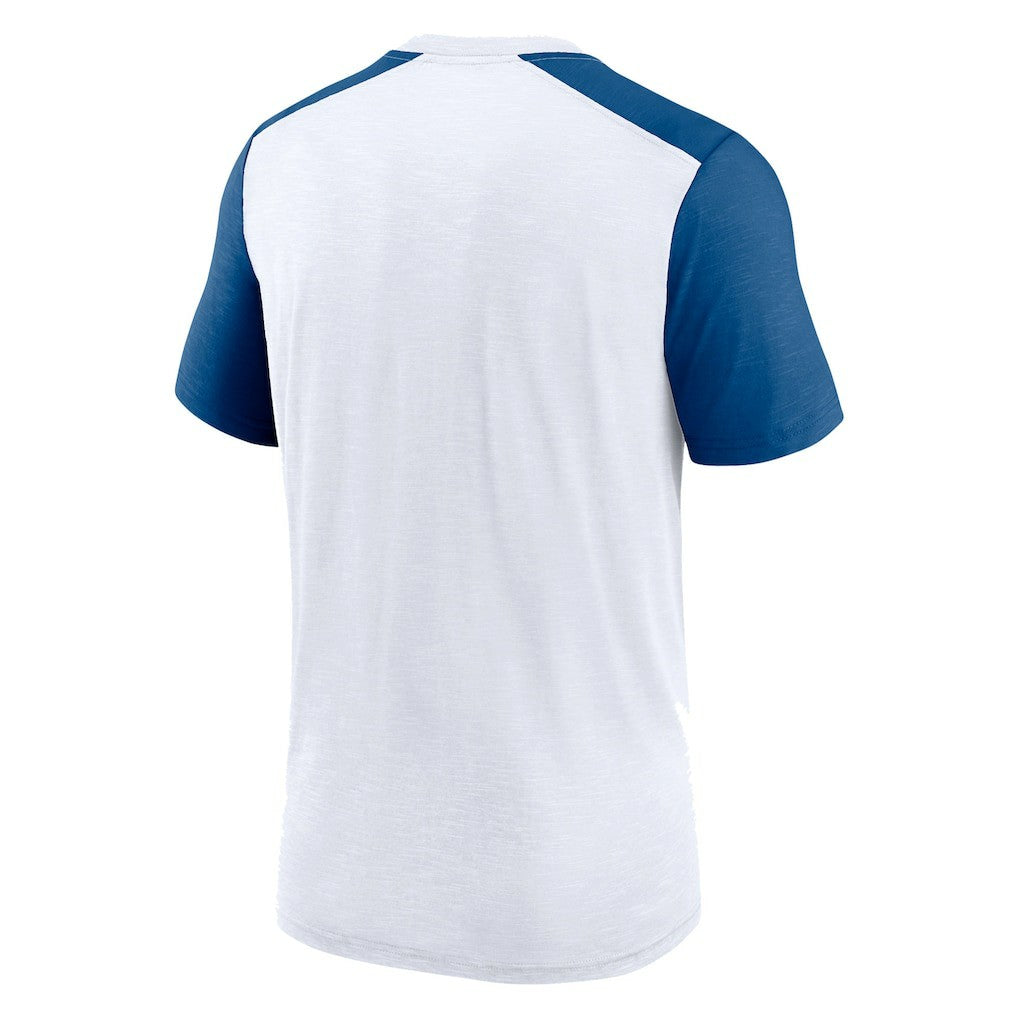Indianapolis Colts Color Block Team Name T-Shirt - White/Heather Royal discount