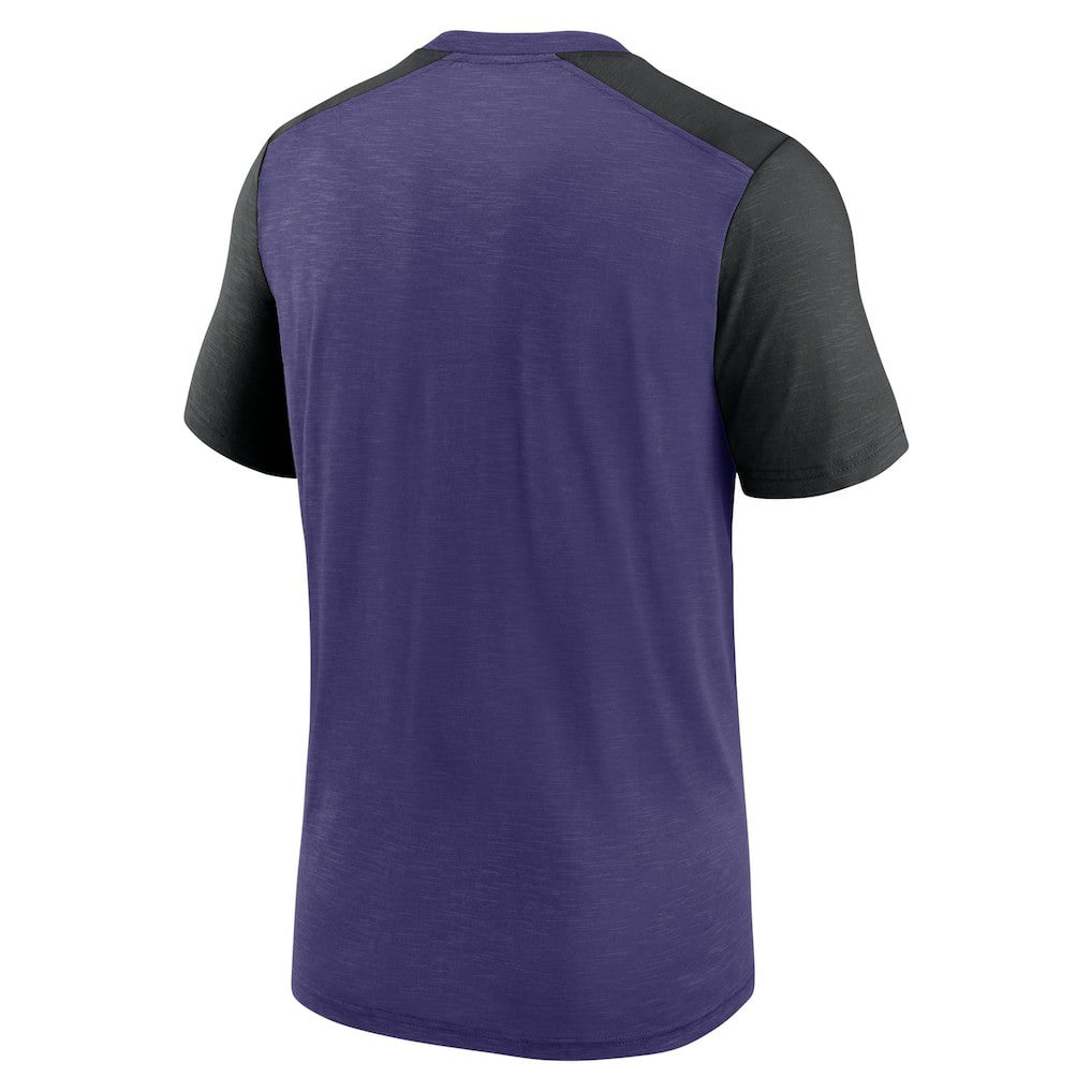 Baltimore Ravens Color Block Team Name T-Shirt - Heathered Purple/Heathered Black for sale