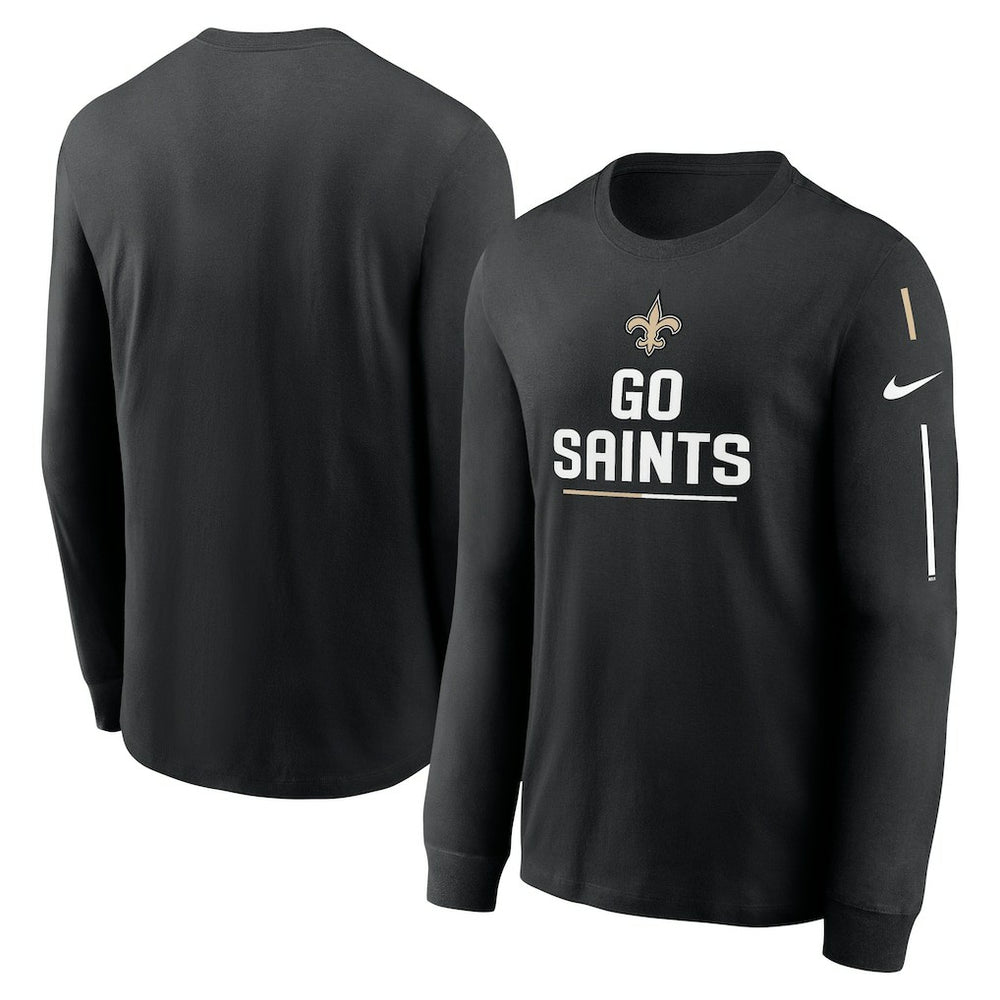 New Orleans Saints Team Slogan Long Sleeve T-Shirt - Black discount
