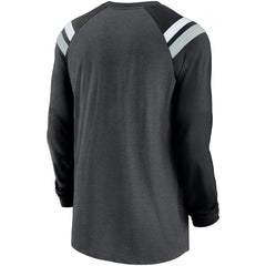 Las Vegas Raiders Tri-Blend Raglan Athletic Long Sleeve Fashion T-Shirt - Heathered Charcoal/Black cheap