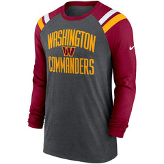 Washington Commanders Tri-Blend Raglan Athletic Long Sleeve Fashion T-Shirt - Heathered Charcoal/Burgundy for sale