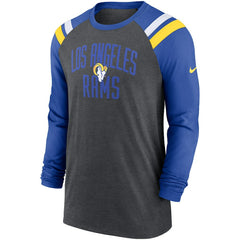 Los Angeles Rams Tri-Blend Raglan Athletic Long Sleeve Fashion T-Shirt - Heathered Charcoal/Royal online