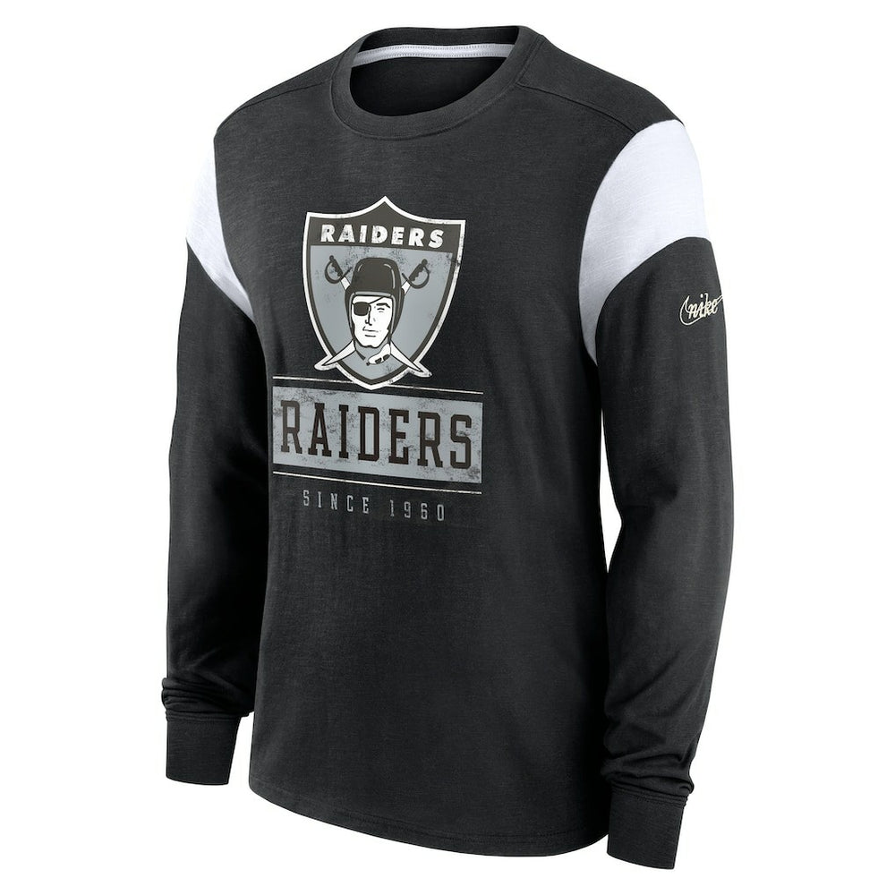 Oakland Raiders Rewind Playback Helmet Long Sleeve T-Shirt - Heather Black cheap