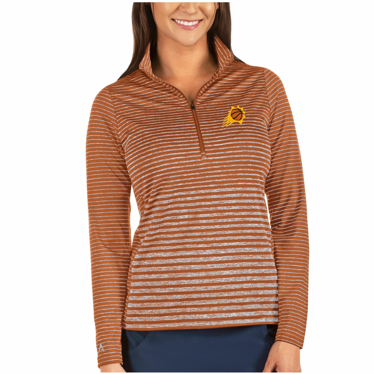 Phoenix Suns Antigua Women's Pace Half-Zip Pullover Jacket - Heathered Orange on sale