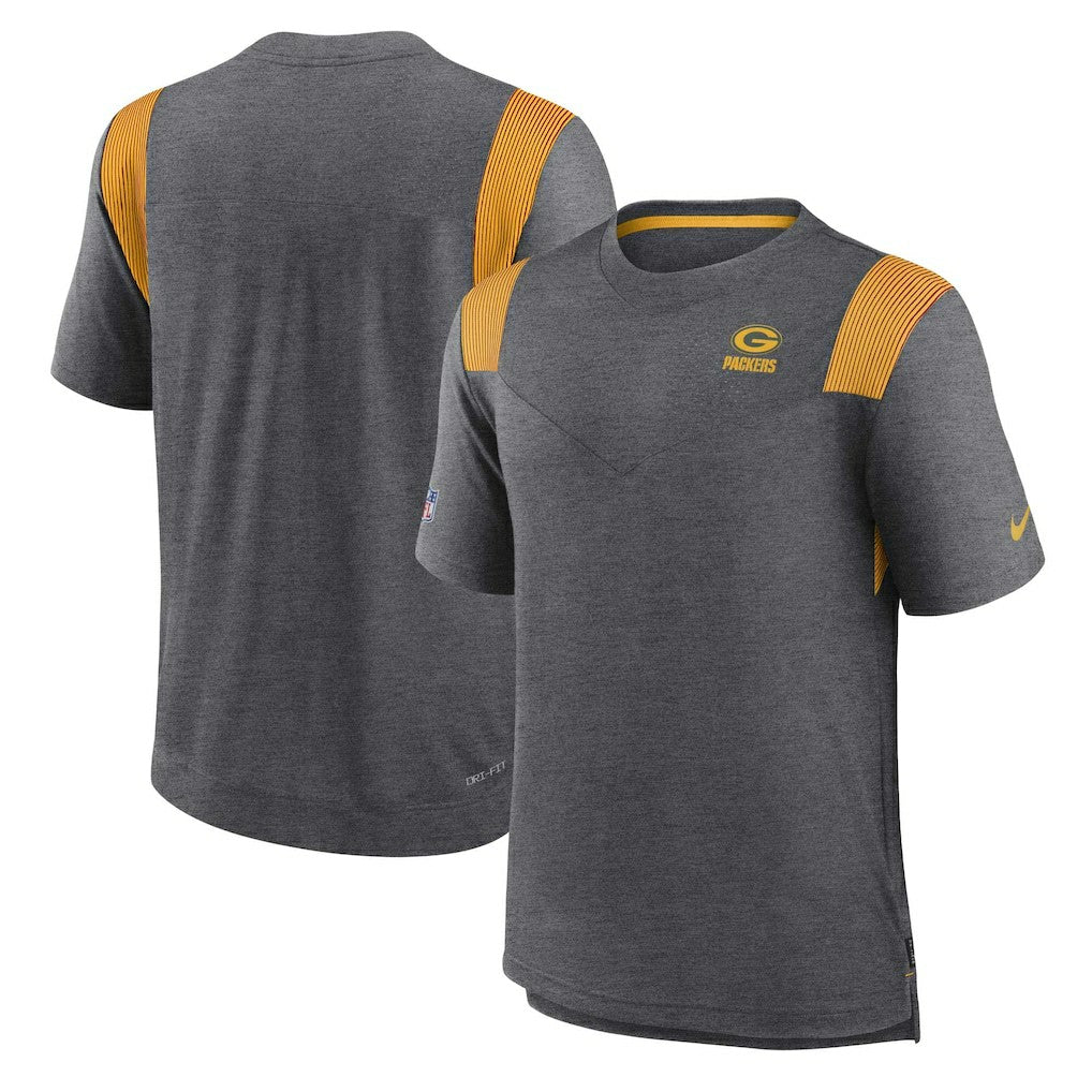 Green Bay Packers Sideline Tonal Logo Performance Player T-Shirt - Heather Charcoal for sale