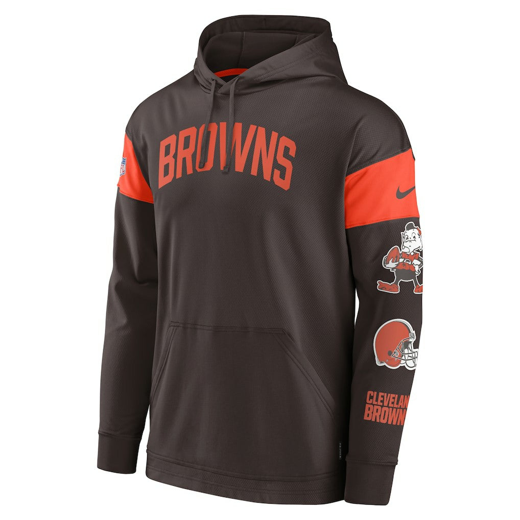 Cleveland Browns Brownie The Elf Sideline Athletic Arch Jersey Performance Pullover Hoodie - Brown cheap