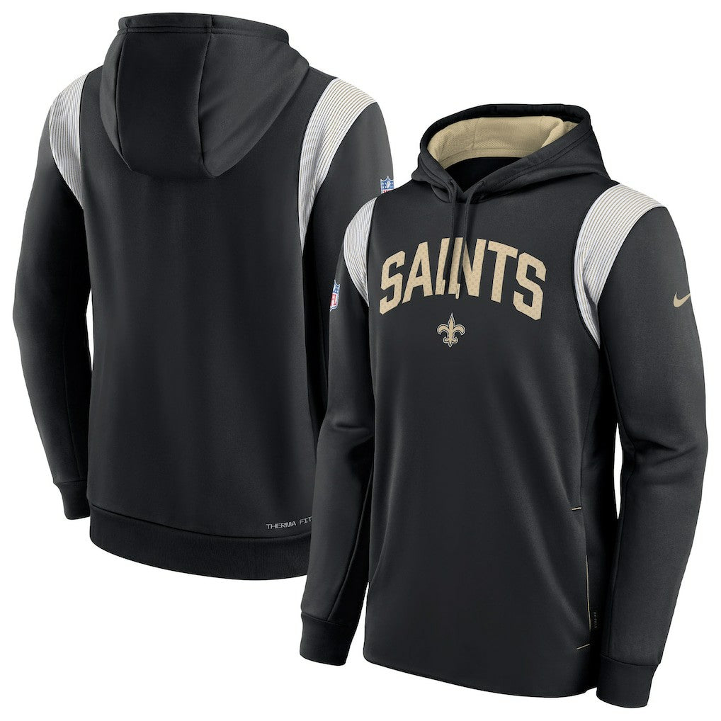 New Orleans Saints Sideline Athletic Stack Performance Pullover Hoodie - Black online
