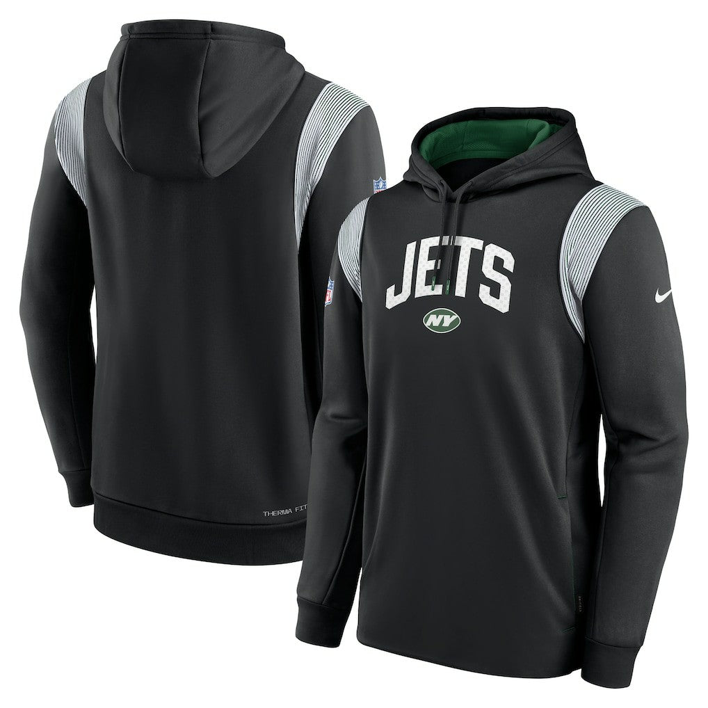New York Jets Sideline Athletic Stack Performance Pullover Hoodie - Black for sale