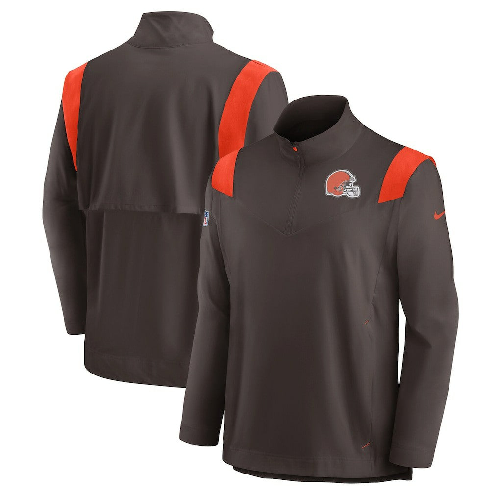Cleveland Browns Sideline Coach Chevron Lockup Quarter-Zip Long Sleeve Top - Brown outlet