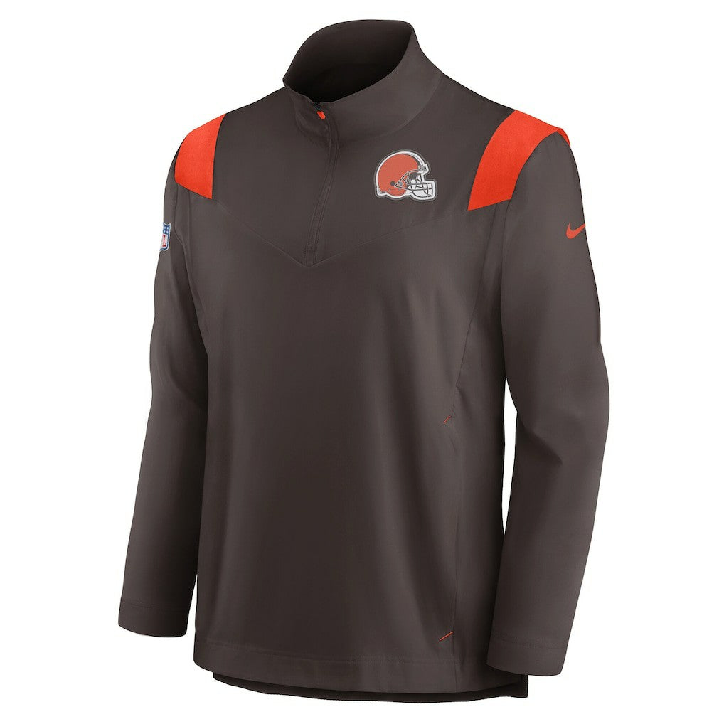 Cleveland Browns Sideline Coach Chevron Lockup Quarter-Zip Long Sleeve Top - Brown outlet