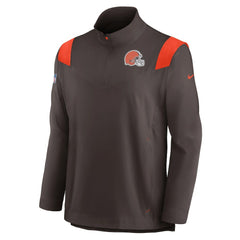 Cleveland Browns Sideline Coach Chevron Lockup Quarter-Zip Long Sleeve Top - Brown outlet