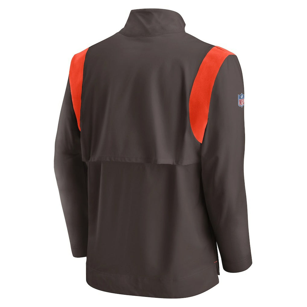 Cleveland Browns Sideline Coach Chevron Lockup Quarter-Zip Long Sleeve Top - Brown outlet