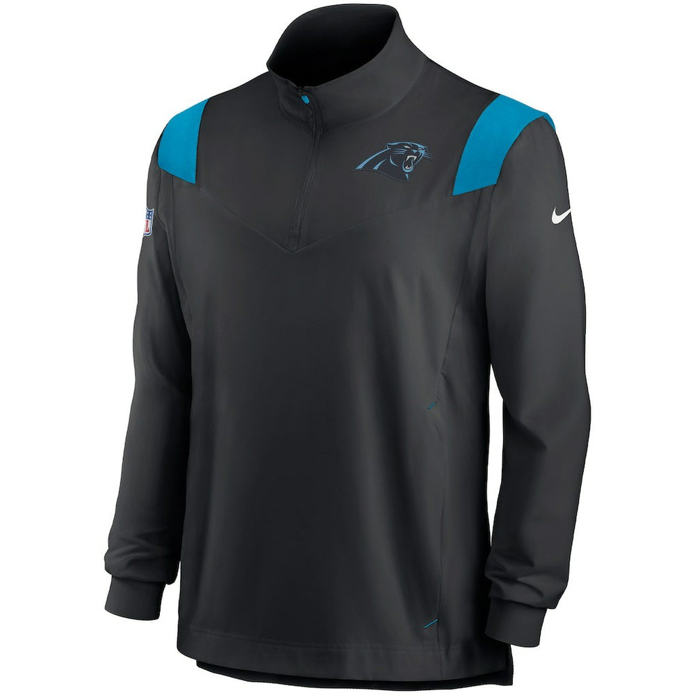 Carolina Panthers Sideline Coach Chevron Lockup Quarter-Zip Long Sleeve Top - Black cheap