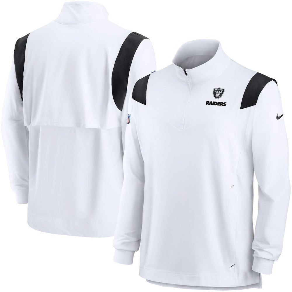 Las Vegas Raiders Sideline Coach Chevron Lockup Quarter-Zip Long Sleeve Top - White outlet