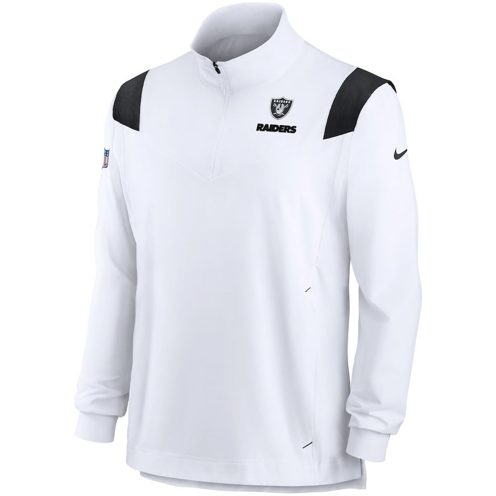 Las Vegas Raiders Sideline Coach Chevron Lockup Quarter-Zip Long Sleeve Top - White outlet