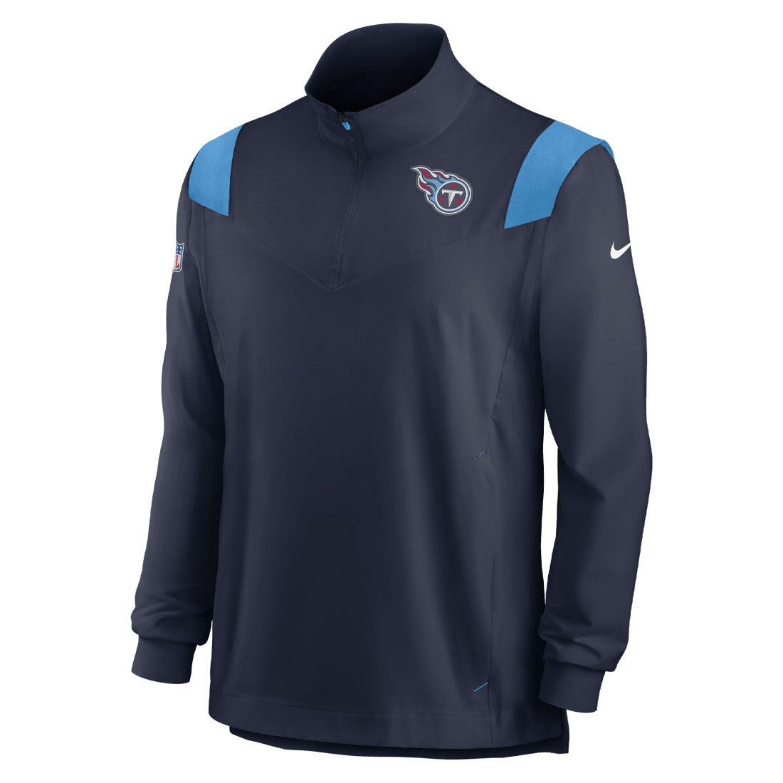 Tennessee Titans Sideline Coach Chevron Lockup Quarter-Zip Long Sleeve Top - Navy online