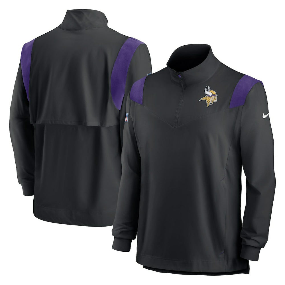 Minnesota Vikings Sideline Coach Chevron Lockup Quarter-Zip Long Sleeve Top - Black for sale