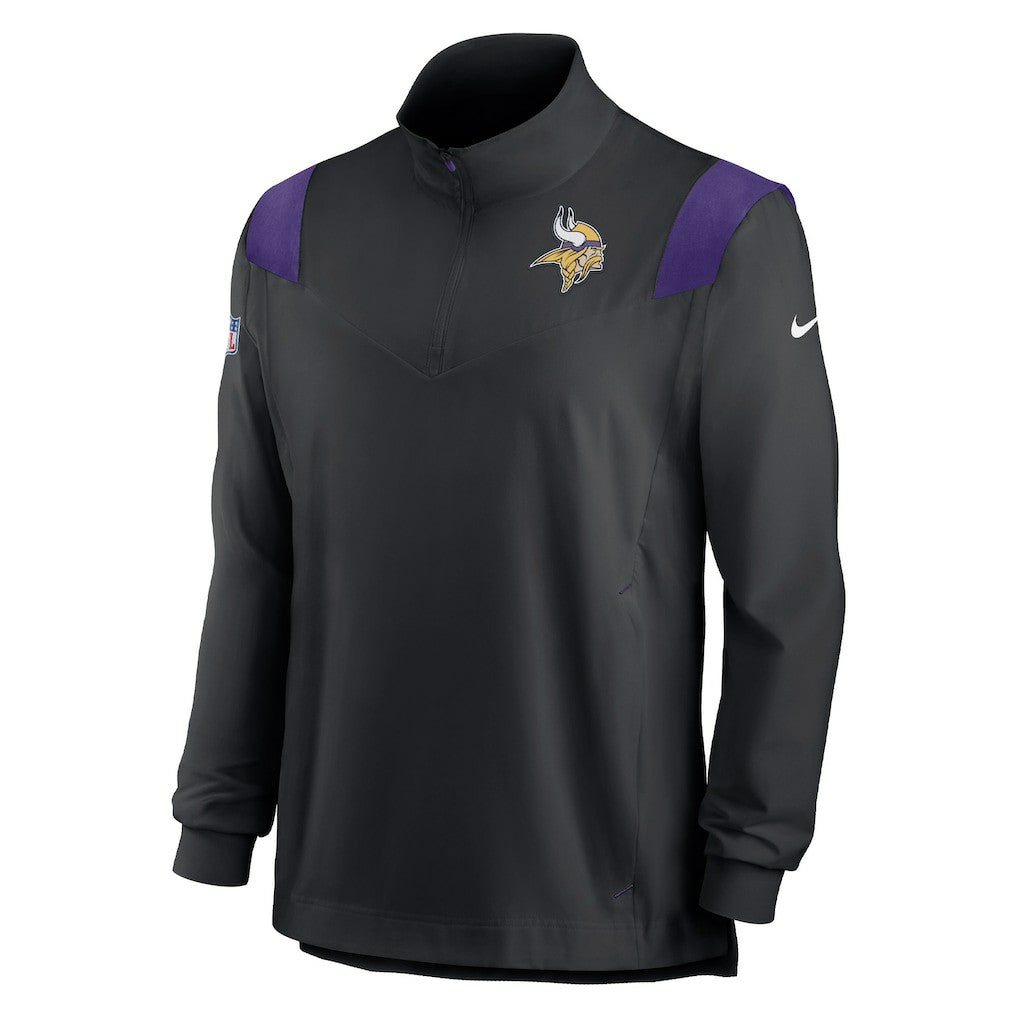Minnesota Vikings Sideline Coach Chevron Lockup Quarter-Zip Long Sleeve Top - Black for sale