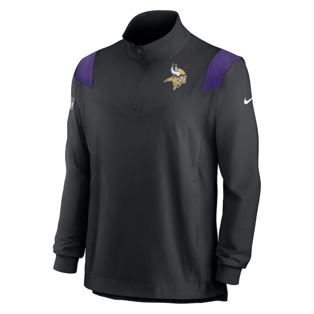 Minnesota Vikings Sideline Coach Chevron Lockup Quarter-Zip Long Sleeve Top - Black for sale