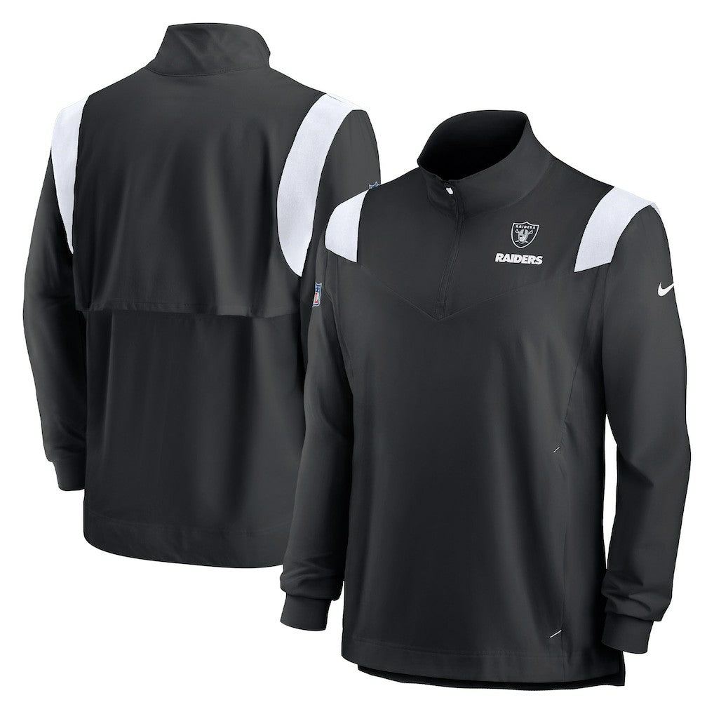Las Vegas Raiders Sideline Coach Chevron Lockup Quarter-Zip Long Sleeve Top - Black cheap
