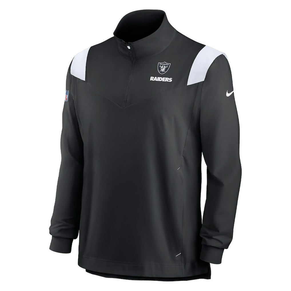 Las Vegas Raiders Sideline Coach Chevron Lockup Quarter-Zip Long Sleeve Top - Black cheap