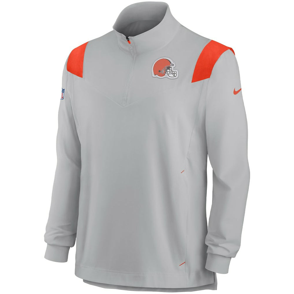 Cleveland Browns Sideline Coach Chevron Lockup Quarter-Zip Long Sleeve Top - Gray on sale