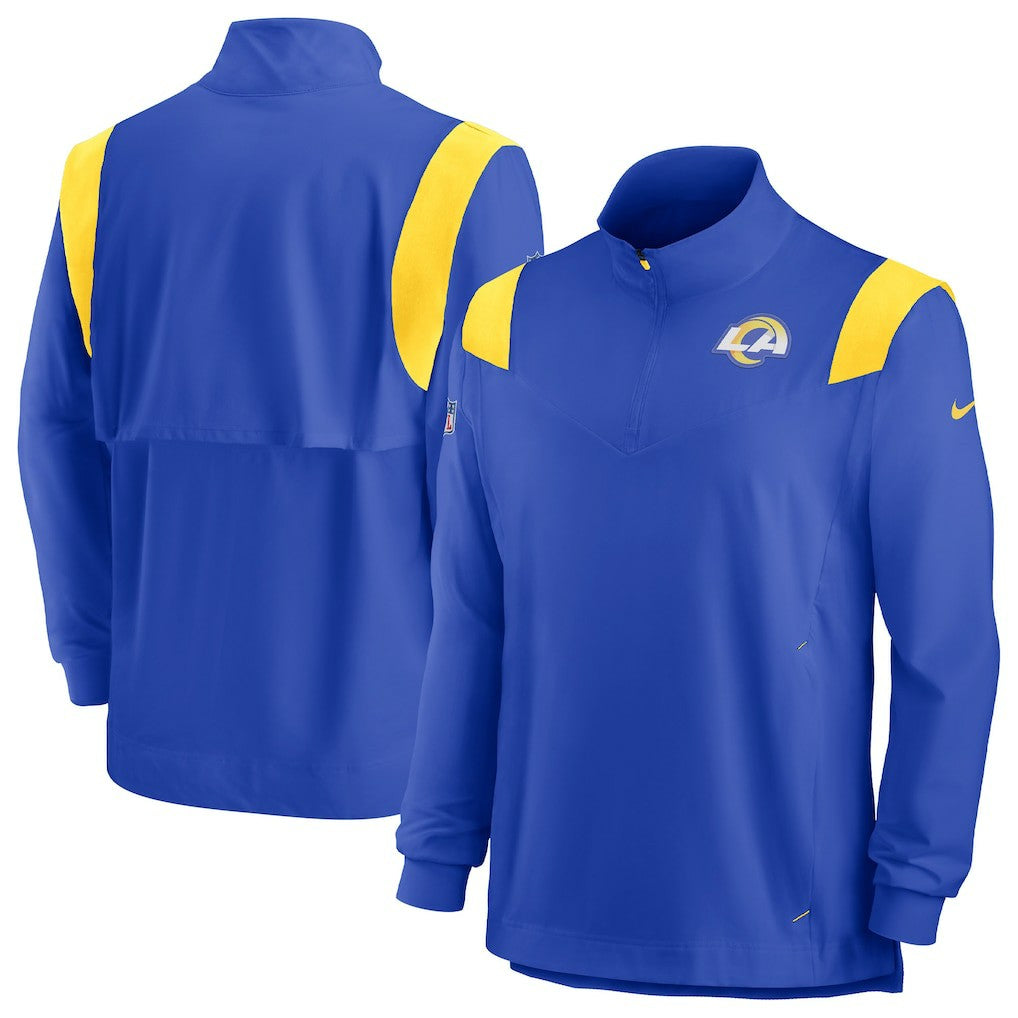 Los Angeles Rams Sideline Coach Chevron Lockup Quarter-Zip Long Sleeve Top - Royal discount