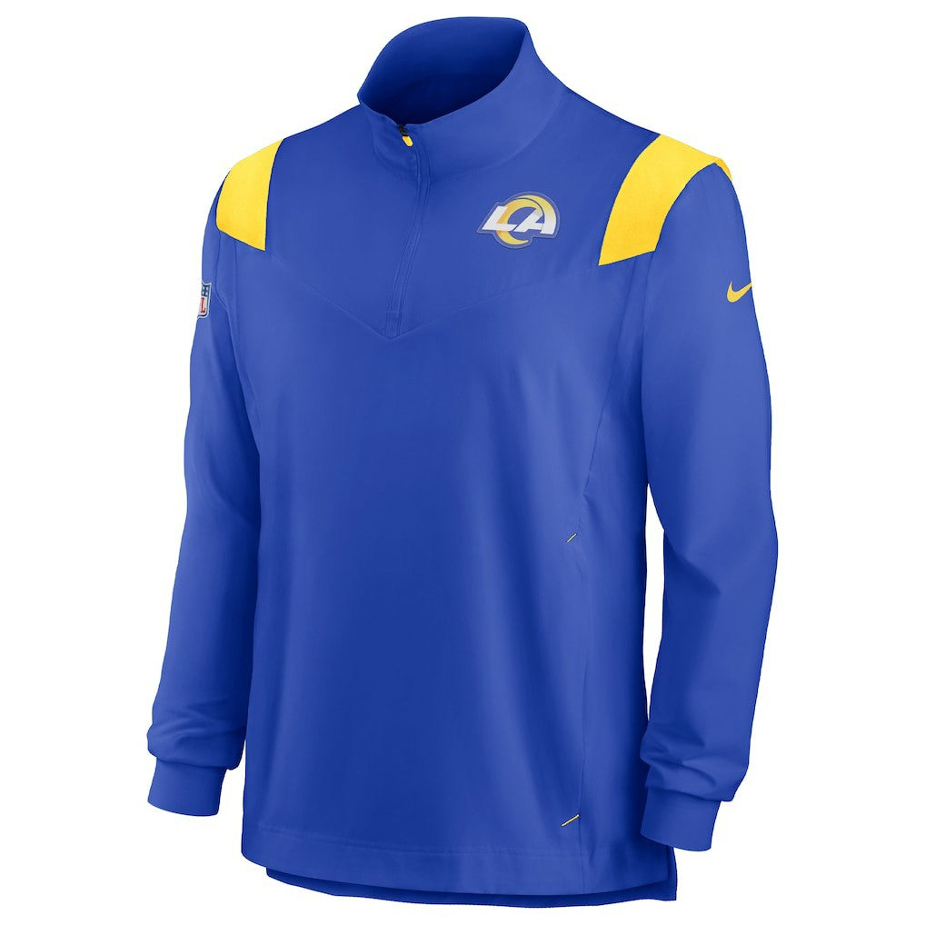 Los Angeles Rams Sideline Coach Chevron Lockup Quarter-Zip Long Sleeve Top - Royal discount