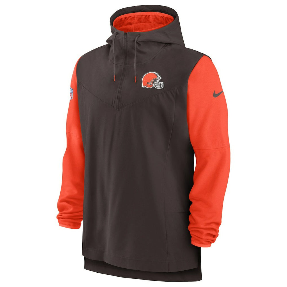 Cleveland Browns Sideline Player Quarter-Zip Hoodie - Brown/Orange online