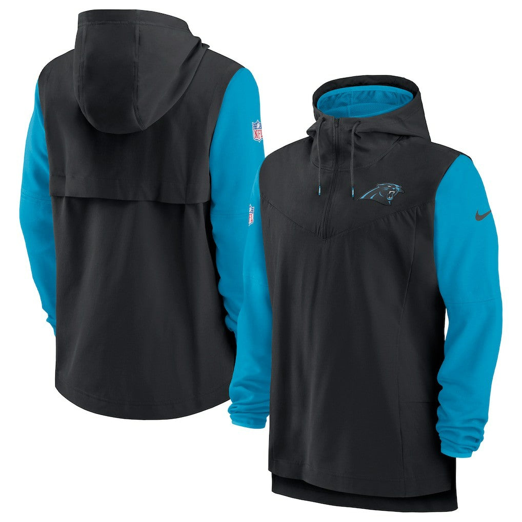 Carolina Panthers Sideline Player Quarter-Zip Hoodie - Black/Blue discount