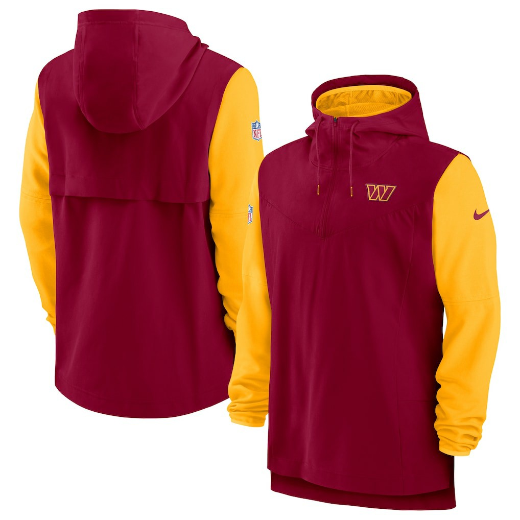 Washington Commanders Sideline Player Quarter-Zip Hoodie - Burgundy/Gold cheap