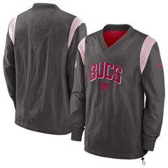 Tampa Bay Buccaneers Sideline Athletic Stack V-Neck Pullover Windshirt Jacket - Pewter for sale