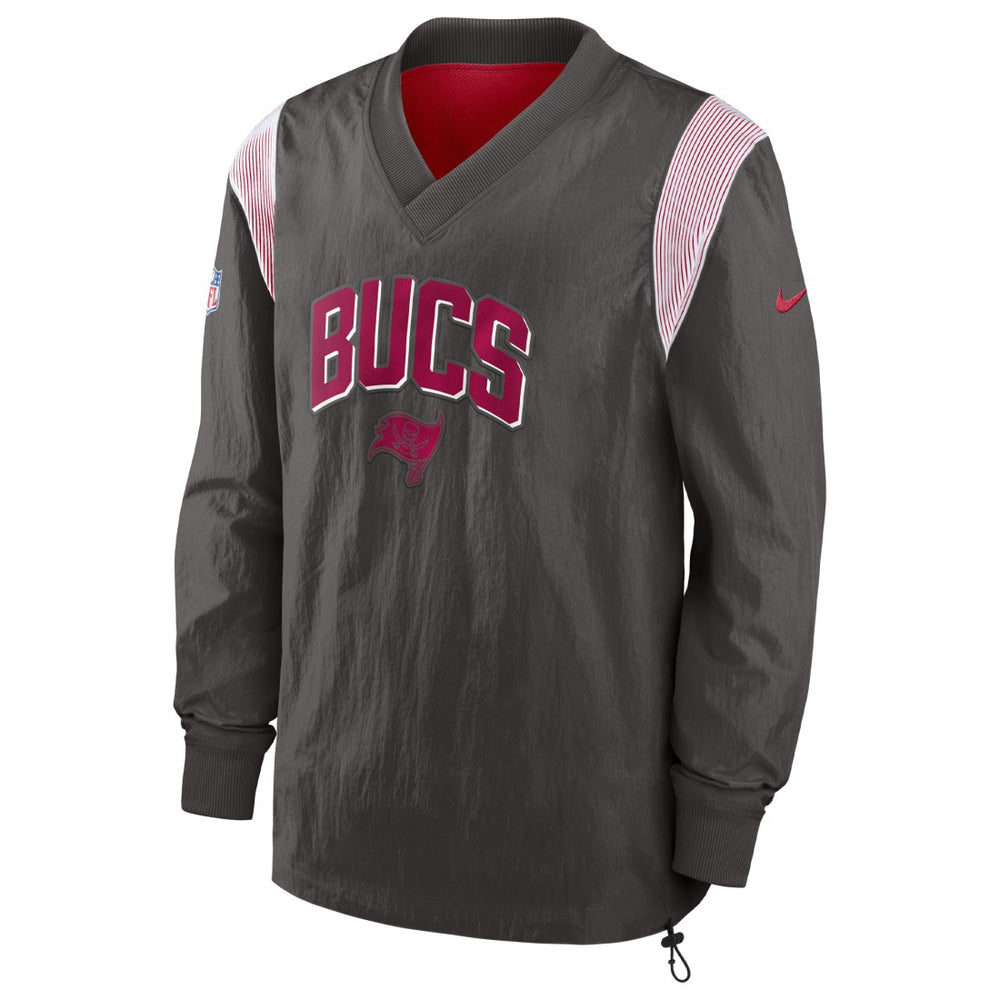 Tampa Bay Buccaneers Sideline Athletic Stack V-Neck Pullover Windshirt Jacket - Pewter for sale