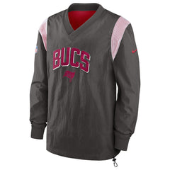 Tampa Bay Buccaneers Sideline Athletic Stack V-Neck Pullover Windshirt Jacket - Pewter for sale