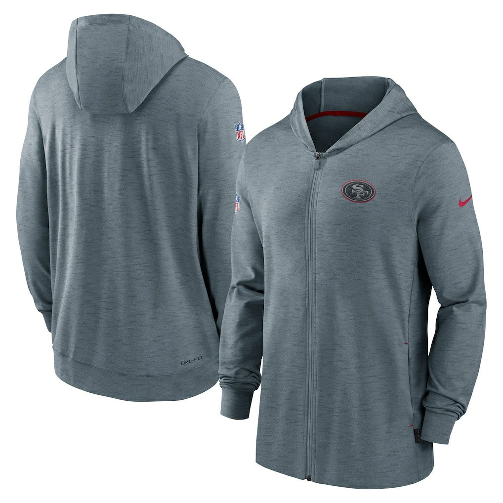 San Francisco 49ers Sideline Team Pop Full-Zip Hoodie Jacket - Heather Gray for sale