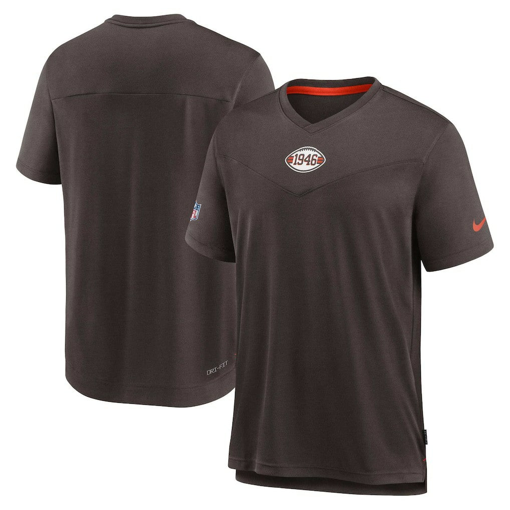 Cleveland Browns Sideline Coaches Vintage Chevron Performance V-Neck T-Shirt - Brown online