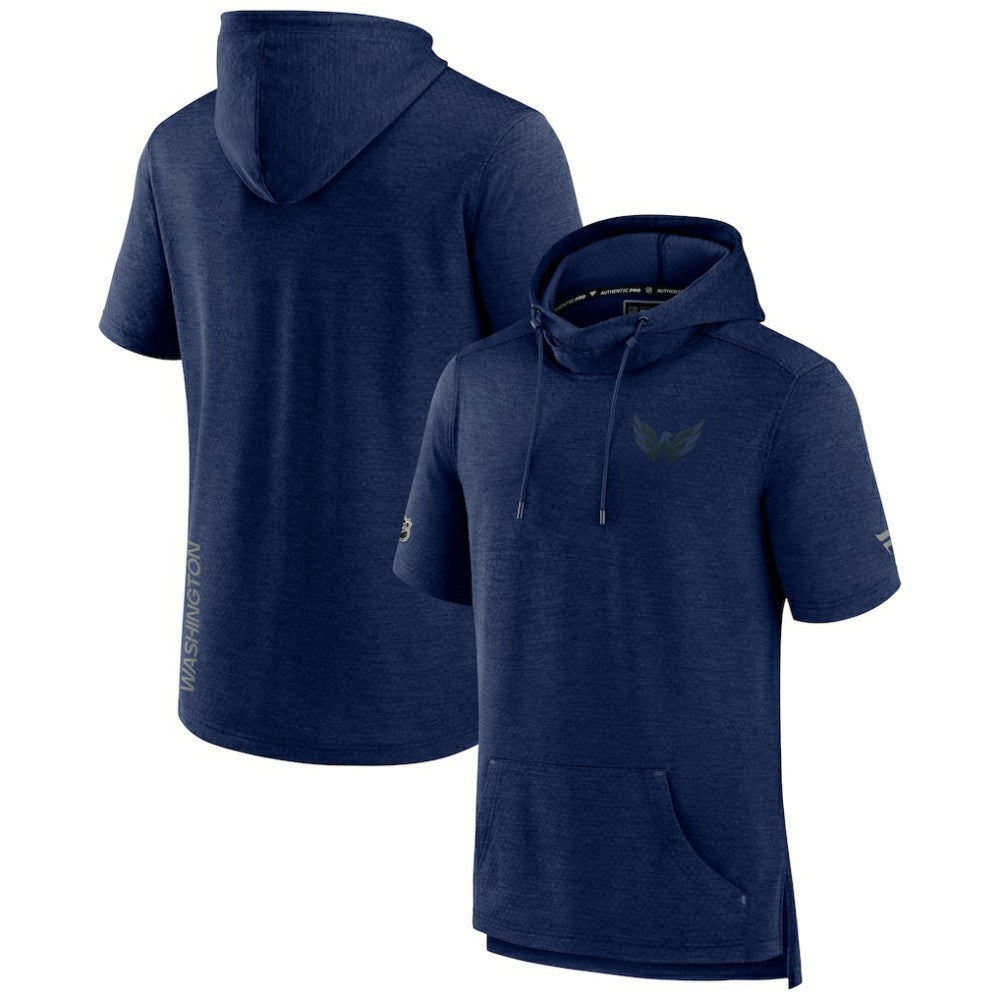 Washington Capitals Fanatics Authentic Pro Road Performance Short Sleeve Pullover Hoodie - Heather Navy Hoodies