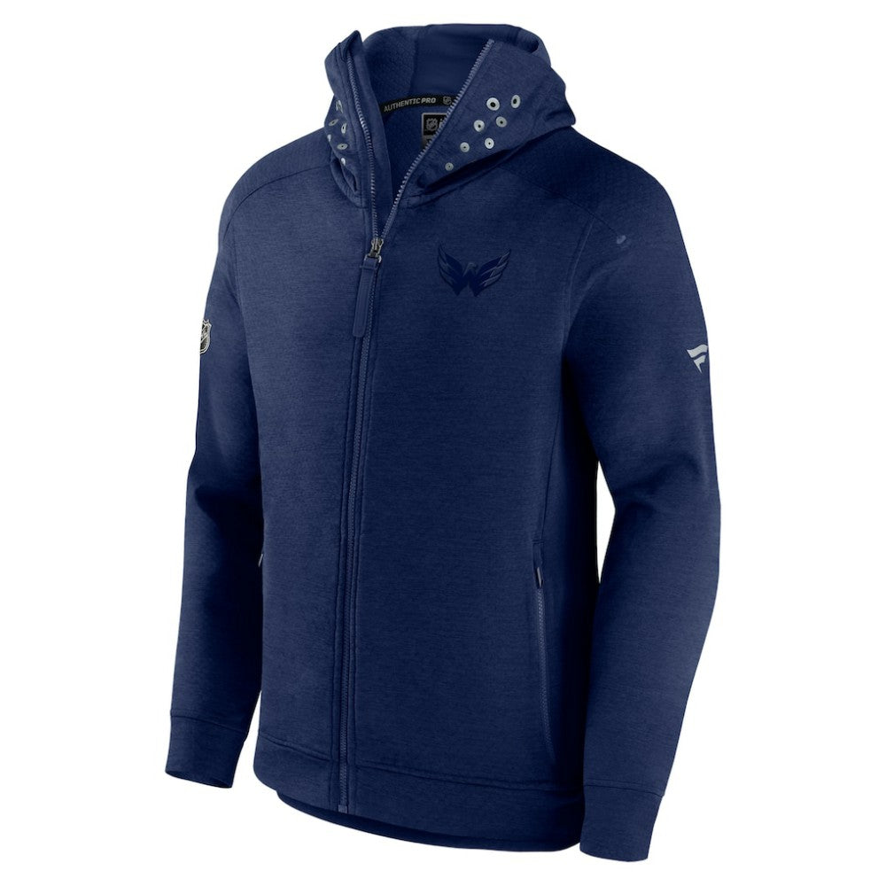 Washington Capitals Fanatics Authentic Pro Road Tech Lightweight Full-Zip Hoodie Jacket - Heather Navy Hoodies