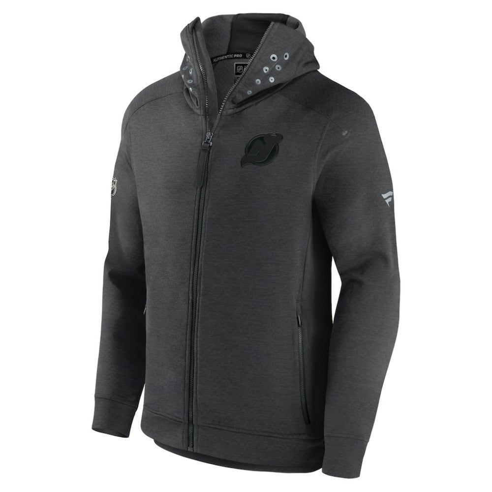 New Jersey Devils Fanatics Authentic Pro Road Tech Lightweight Full-Zip Hoodie Jacket - Charcoal Jerseys