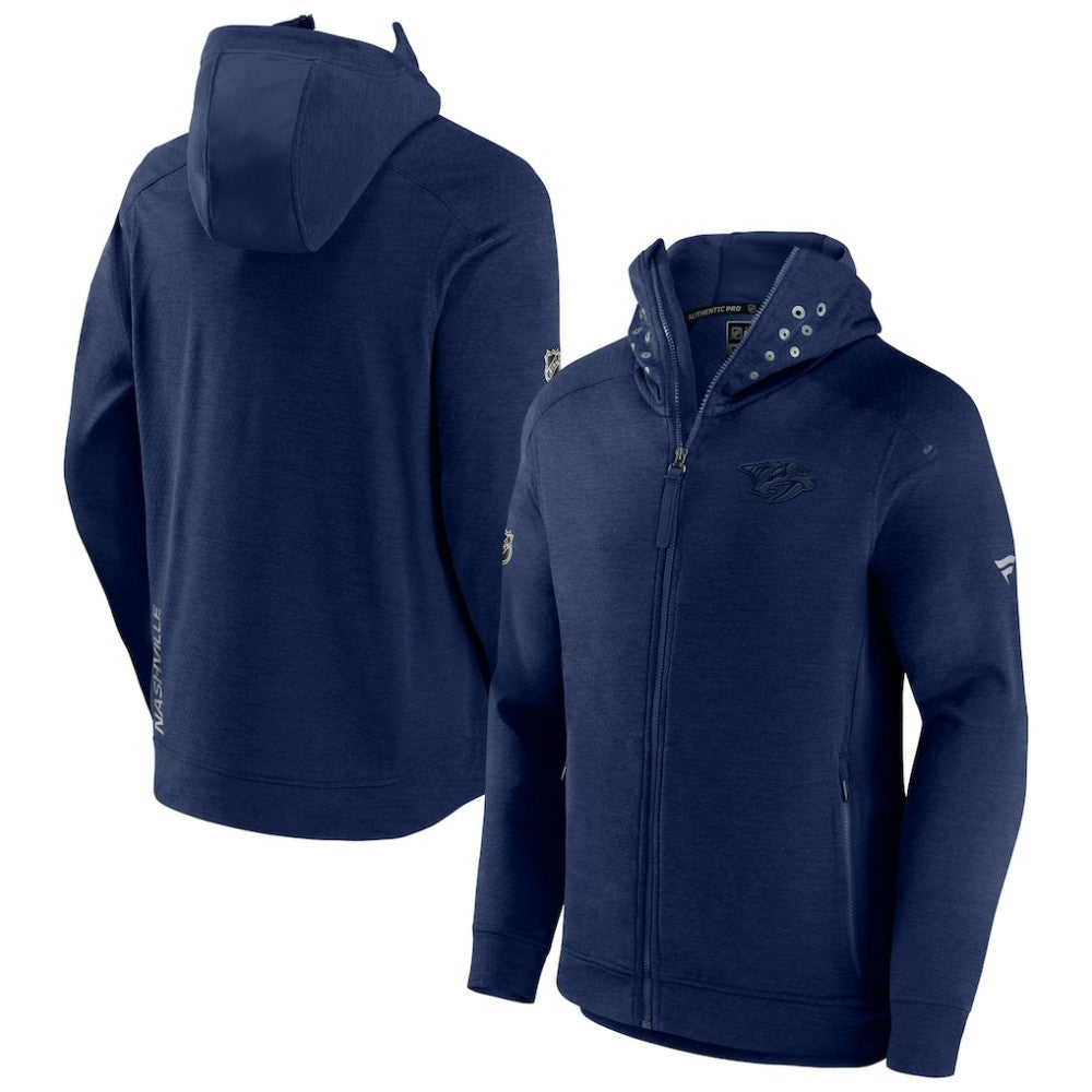 Nashville Predators Fanatics Authentic Pro Road Tech Lightweight Full-Zip Hoodie Jacket - Navy Hoodies