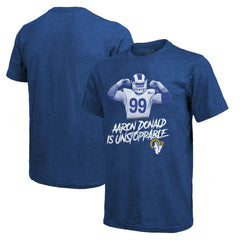 Aaron Donald Los Angeles Rams Majestic Threads Tri-Blend Player Graphic T-Shirt - Royal for sale