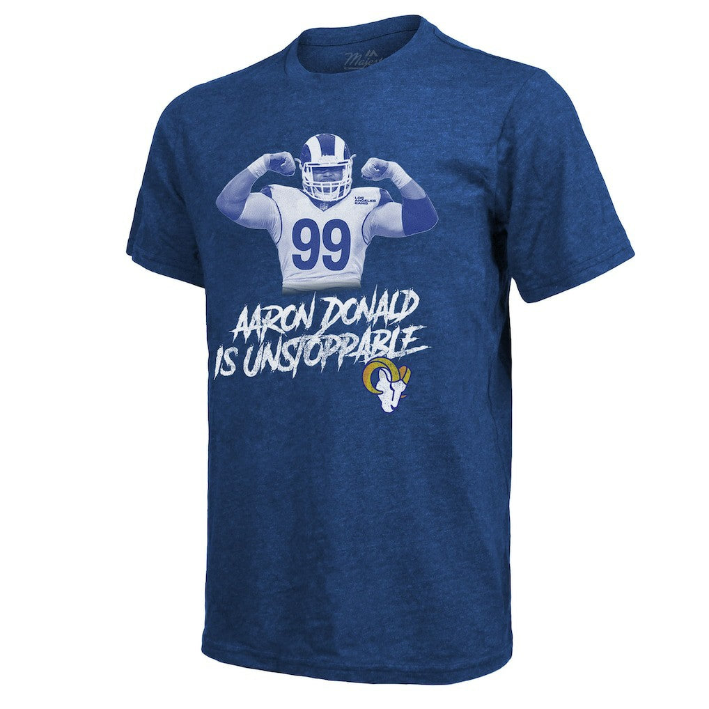 Aaron Donald Los Angeles Rams Majestic Threads Tri-Blend Player Graphic T-Shirt - Royal for sale